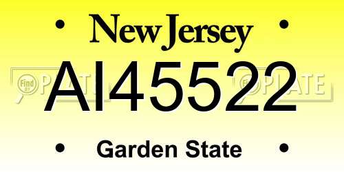 AI45522 New Jersey License Plate