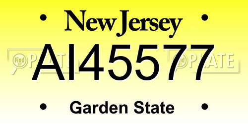 AI45577 New Jersey License Plate