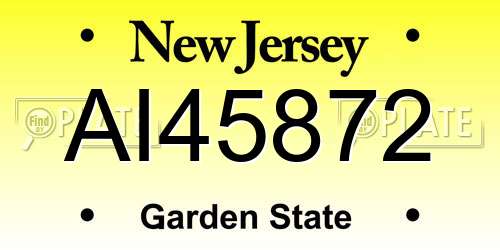 AI45872 New Jersey License Plate
