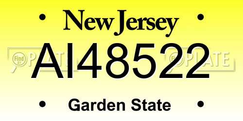 AI48522 New Jersey License Plate