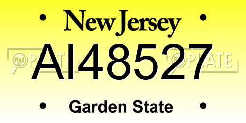 AI48527 New Jersey License Plate
