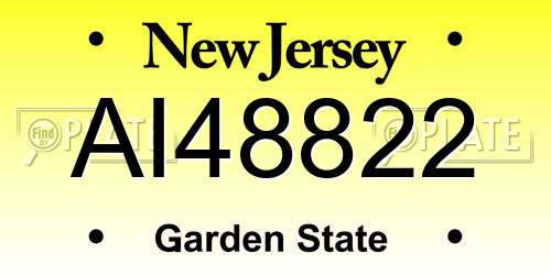 AI48822 New Jersey License Plate
