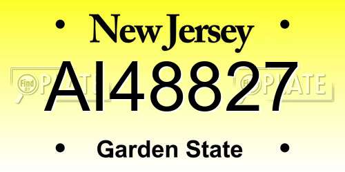 AI48827 New Jersey License Plate