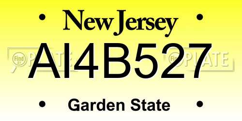 AI4B527 New Jersey License Plate