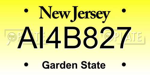 AI4B827 New Jersey License Plate