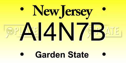 AI4N7B New Jersey License Plate