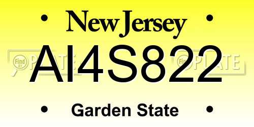 AI4S822 New Jersey License Plate