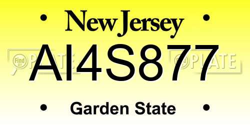 AI4S877 New Jersey License Plate
