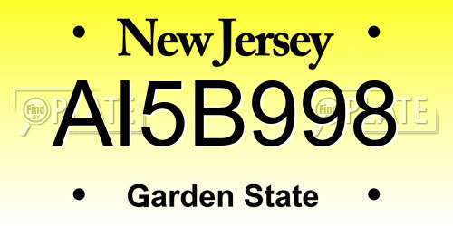 AI5B998 New Jersey License Plate