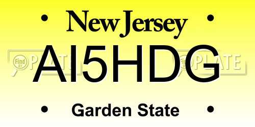 AI5HDG New Jersey License Plate