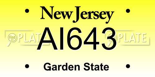 AI643 New Jersey License Plate