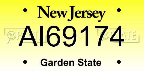 AI69174 New Jersey License Plate