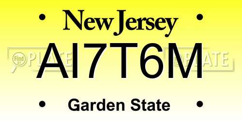 AI7T6M New Jersey License Plate