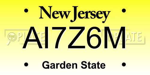 AI7Z6M New Jersey License Plate