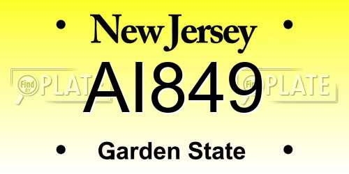 AI849 New Jersey License Plate