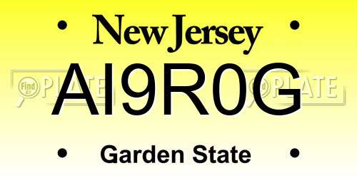 AI9R0G New Jersey License Plate