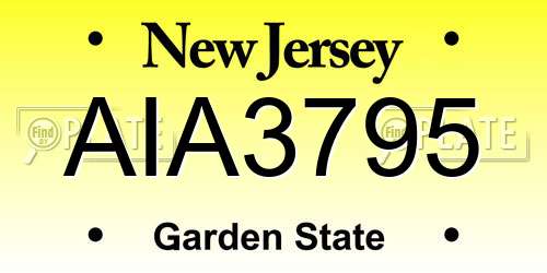 AIA3795 New Jersey License Plate