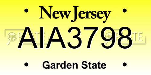 AIA3798 New Jersey License Plate