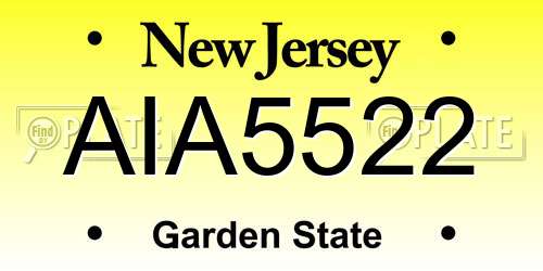 AIA5522 New Jersey License Plate