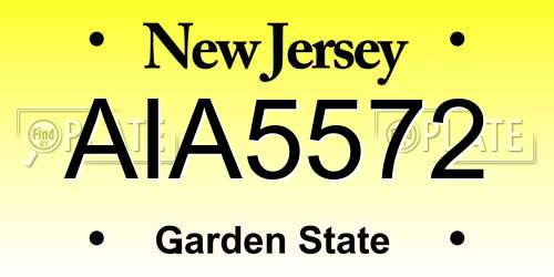 AIA5572 New Jersey License Plate