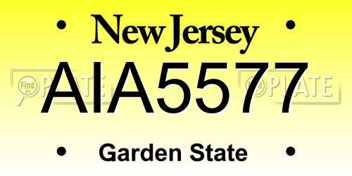 AIA5577 New Jersey License Plate