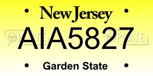 AIA5827 New Jersey License Plate