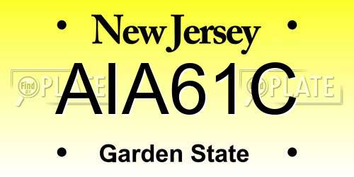 AIA61C New Jersey License Plate