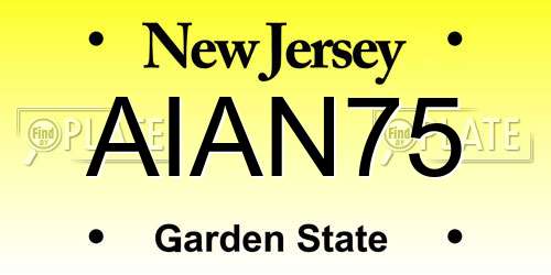 AIAN75 New Jersey License Plate
