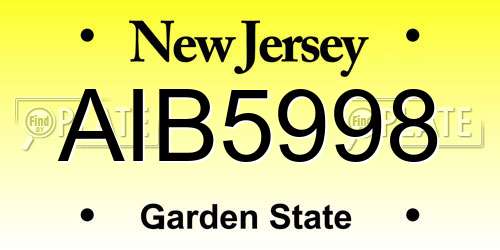 AIB5998 New Jersey License Plate
