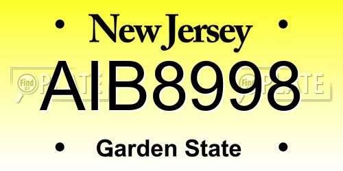AIB8998 New Jersey License Plate