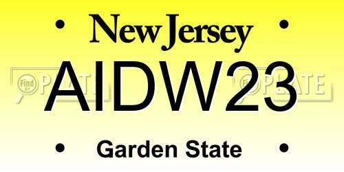 AIDW23 New Jersey License Plate