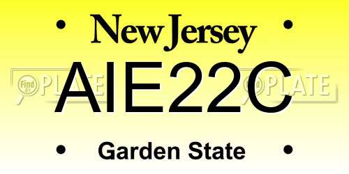 AIE22C New Jersey License Plate