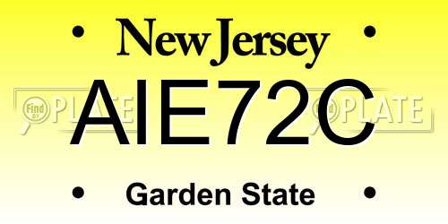 AIE72C New Jersey License Plate