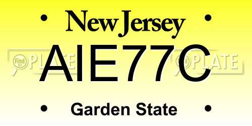 AIE77C New Jersey License Plate