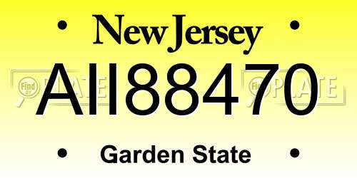 AII88470 New Jersey License Plate