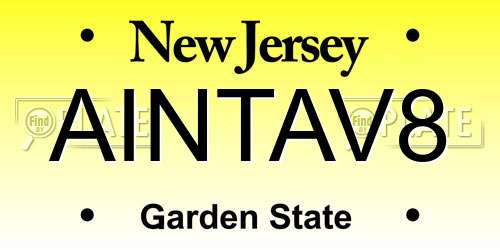 AINTAV8 New Jersey License Plate