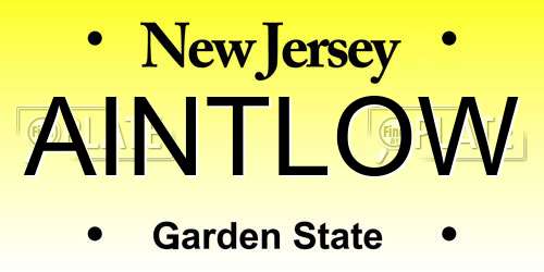 AINTLOW New Jersey License Plate