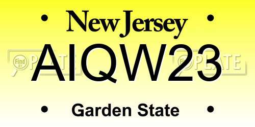 AIQW23 New Jersey License Plate