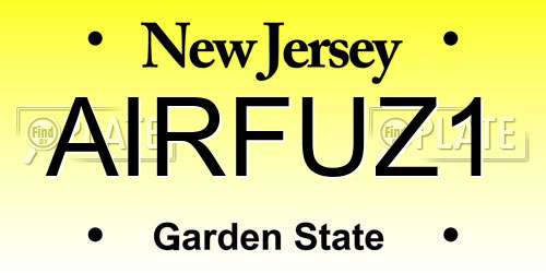 AIRFUZ1 New Jersey License Plate