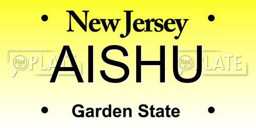 AISHU New Jersey License Plate