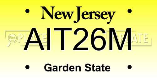 AIT26M New Jersey License Plate