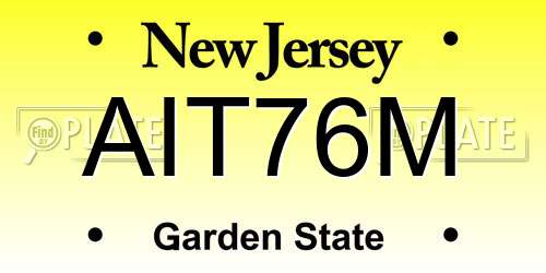 AIT76M New Jersey License Plate