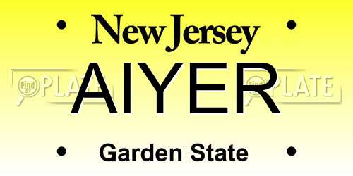 AIYER New Jersey License Plate