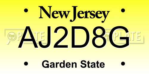AJ2D8G New Jersey License Plate