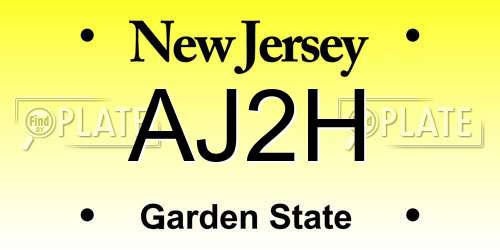 AJ2H New Jersey License Plate