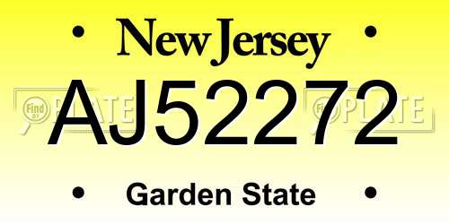 AJ52272 New Jersey License Plate