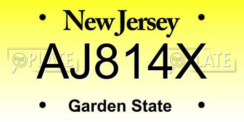 AJ814X New Jersey License Plate