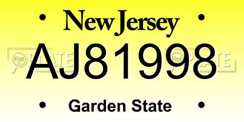 AJ81998 New Jersey License Plate