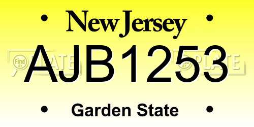 AJB1253 New Jersey License Plate