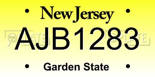 AJB1283 New Jersey License Plate